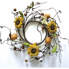 A Cheerful Giver Small Wreath Candle Ring - Pansies Artificial Floral Decor for Candles - Centerpieces & Home Accents