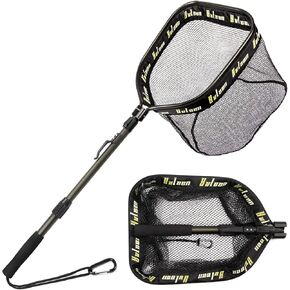 YVLEEN Floating Fishing Net - Folding Fishing Landing Net with Rubber Coating Mesh for Easy Fish Catch and Release, Fishing Net for Freshwater and Saltwater in Saudi Arabia