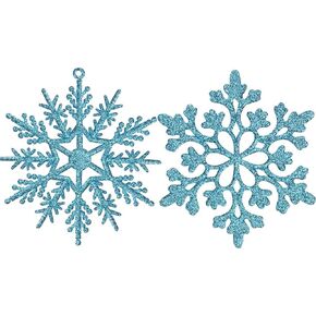 Eokeanon 36PCS Plastic Christmas Glitter Snowflake Ornaments Christmas Tree Decorations, 4 Inch Plastic Snowflake Ornaments for Winter Wonderland Christmas Party Decorations, Gold
