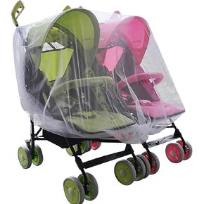 RUIXIA Twin Baby Stroller Full Cover Mosquito Netting Breathable Mesh Drawstring Mosquito Net for Infants Bassinet Cribs White for Twin Baby Stroller BABCOV Baby troller netting in Kuwait