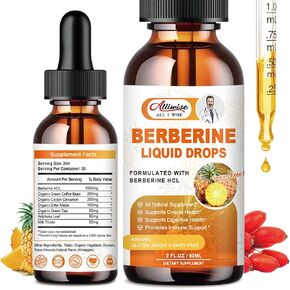 Berberine Supplement Liquid Drops with Ceylon Cinnamon, Bitter Melon for Immune System & Digestive System Supports -Premium Berberine 1500mg with Pure Ceylon Cinnamon -2 Fl Oz in Kuwait