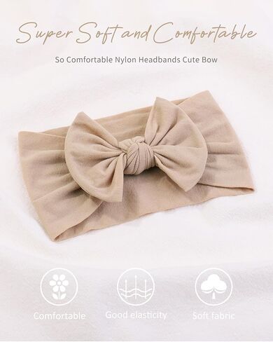jollybows 3PCS Baby Nylon Headbands Hair Bow White+Pink+Black | Hairbands for Newborn Infant Toddler Kids Cute Bow Wide Hairbands Hair Accessories in Saudi Arabia