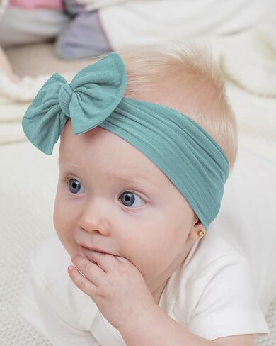 jollybows 3PCS Baby Nylon Headbands Hair Bow White+Pink+Black | Hairbands for Newborn Infant Toddler Kids Cute Bow Wide Hairbands Hair Accessories in Saudi Arabia