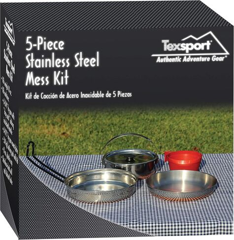 Texsport 5 pc Stainless Steel Camping Cookware Outdoor Mess Kit in Kuwait