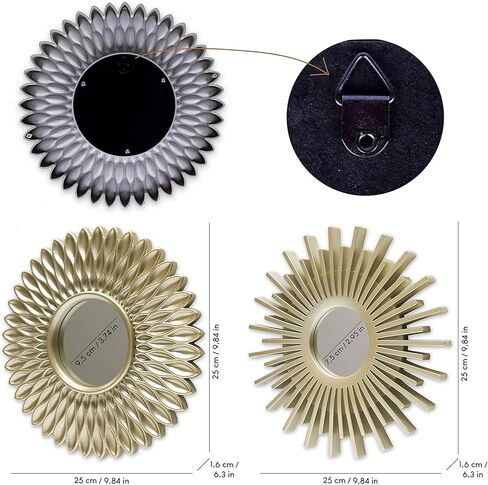 مجموعة مرايا الحائط المزخرفة من BONNYCO مكونة من 3 مرايا زخرفية مثالية للمنزل وغرفة النوم وغرفة المعيشة | مرايا الحائط المستديرة هدايا أصلية للنساء | زينة جدارية in Kuwait