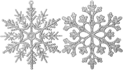 Eokeanon 36PCS Plastic Christmas Glitter Snowflake Ornaments Christmas Tree Decorations, 4 Inch Plastic Snowflake Ornaments for Winter Wonderland Christmas Party Decorations, Gold in Saudi Arabia