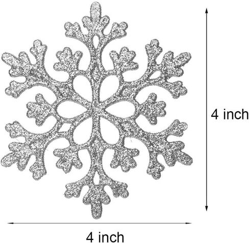 Eokeanon 36PCS Plastic Christmas Glitter Snowflake Ornaments Christmas Tree Decorations, 4 Inch Plastic Snowflake Ornaments for Winter Wonderland Christmas Party Decorations, Gold in Saudi Arabia