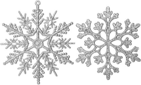 Eokeanon 36PCS Plastic Christmas Glitter Snowflake Ornaments Christmas Tree Decorations, 4 Inch Plastic Snowflake Ornaments for Winter Wonderland Christmas Party Decorations, Gold in Saudi Arabia