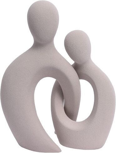 Quoowiit Ceramic Couple Sculptures for Home Decor, Abstract Lover Statue for Shelf Decor Office Decor Home Decorations for Living Room, Bedroom, Gifts for Anniversary Valentine's Day Birthday (Grey) in Kuwait