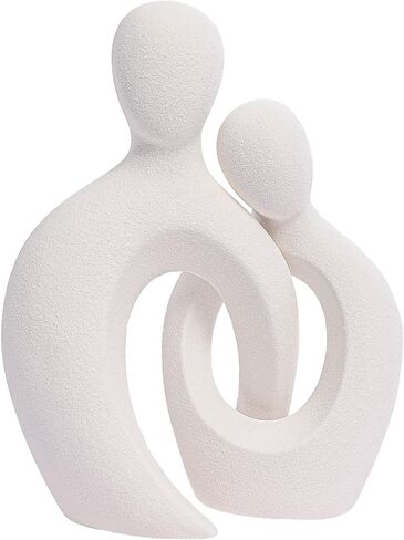 Quoowiit Ceramic Couple Sculptures for Home Decor, Abstract Lover Statue for Shelf Decor Office Decor Home Decorations for Living Room, Bedroom, Gifts for Anniversary Valentine's Day Birthday (Grey) in Kuwait
