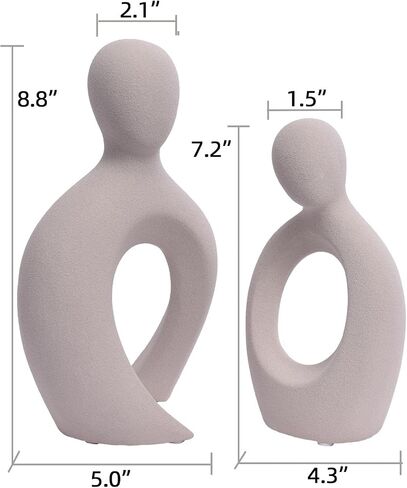 Quoowiit Ceramic Couple Sculptures for Home Decor, Abstract Lover Statue for Shelf Decor Office Decor Home Decorations for Living Room, Bedroom, Gifts for Anniversary Valentine's Day Birthday (Grey) in Kuwait