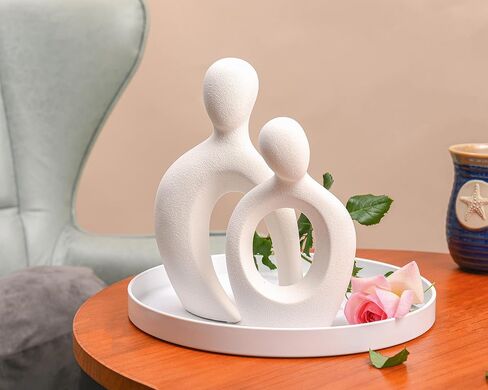 Quoowiit Ceramic Couple Sculptures for Home Decor, Abstract Lover Statue for Shelf Decor Office Decor Home Decorations for Living Room, Bedroom, Gifts for Anniversary Valentine's Day Birthday (Grey) in Kuwait