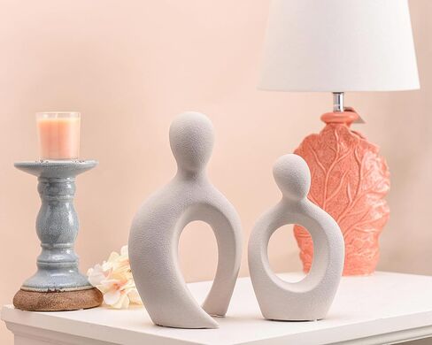 Quoowiit Ceramic Couple Sculptures for Home Decor, Abstract Lover Statue for Shelf Decor Office Decor Home Decorations for Living Room, Bedroom, Gifts for Anniversary Valentine's Day Birthday (Grey) in Kuwait