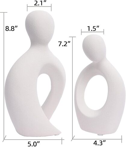 Quoowiit Ceramic Couple Sculptures for Home Decor, Abstract Lover Statue for Shelf Decor Office Decor Home Decorations for Living Room, Bedroom, Gifts for Anniversary Valentine's Day Birthday (Grey) in Kuwait