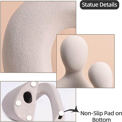 Quoowiit Ceramic Couple Sculptures for Home Decor, Abstract Lover Statue for Shelf Decor Office Decor Home Decorations for Living Room, Bedroom, Gifts for Anniversary Valentine's Day Birthday (Grey) in Kuwait