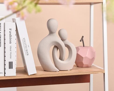 Quoowiit Ceramic Couple Sculptures for Home Decor, Abstract Lover Statue for Shelf Decor Office Decor Home Decorations for Living Room, Bedroom, Gifts for Anniversary Valentine's Day Birthday (Grey) in Kuwait