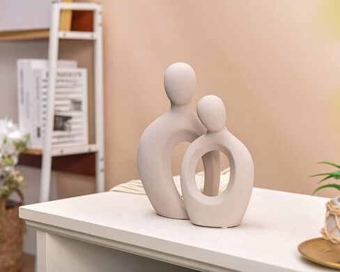 Quoowiit Ceramic Couple Sculptures for Home Decor, Abstract Lover Statue for Shelf Decor Office Decor Home Decorations for Living Room, Bedroom, Gifts for Anniversary Valentine's Day Birthday (Grey) in Kuwait