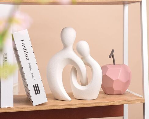Quoowiit Ceramic Couple Sculptures for Home Decor, Abstract Lover Statue for Shelf Decor Office Decor Home Decorations for Living Room, Bedroom, Gifts for Anniversary Valentine's Day Birthday (Grey) in Kuwait