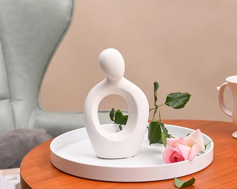 Quoowiit Ceramic Couple Sculptures for Home Decor, Abstract Lover Statue for Shelf Decor Office Decor Home Decorations for Living Room, Bedroom, Gifts for Anniversary Valentine's Day Birthday (Grey) in Kuwait