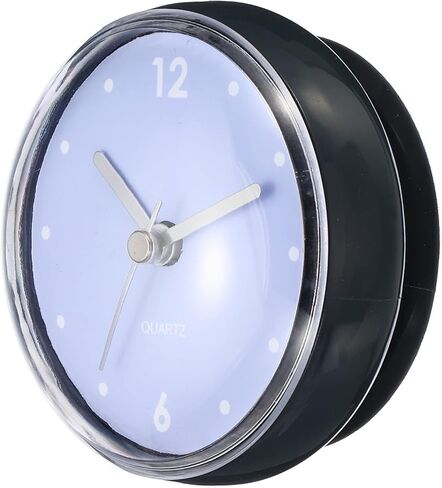 PATIKIL Waterproof Bathroom Clock, Battery Operated Silent Mini Wall Clocks with Black Suction Cup for Shower Kitchen Home Decoration, Black in Saudi Arabia