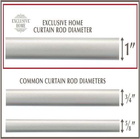 Exclusive Home White Mosaic 1" Curtain Rod and Coordinating Finial Set, Matte Silver, Adjustable 36"-72" in Saudi Arabia