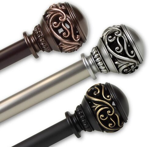 Rod Desyne 1" Isabella Curtain Rod, 66-120 inch, Satin Nickel in Saudi Arabia