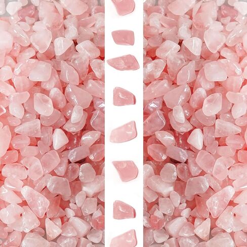 Gemshan 2lb رقائق الكوارتز الوردية الطبيعية سحقت رقاقة الكريستال السائبة 7mm-9mm تعثر شفاء كريستال حجر لحوض السمك زهرية النبات الديكور المجوهرات DIY (روز كوارتز) in Kuwait