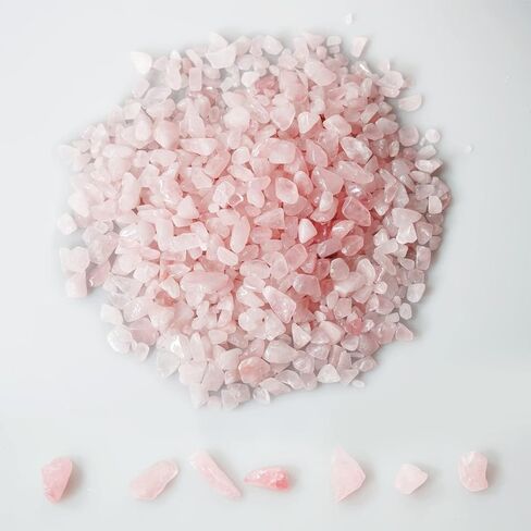 Gemshan 2lb رقائق الكوارتز الوردية الطبيعية سحقت رقاقة الكريستال السائبة 7mm-9mm تعثر شفاء كريستال حجر لحوض السمك زهرية النبات الديكور المجوهرات DIY (روز كوارتز) in Kuwait