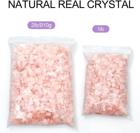 Gemshan 2lb رقائق الكوارتز الوردية الطبيعية سحقت رقاقة الكريستال السائبة 7mm-9mm تعثر شفاء كريستال حجر لحوض السمك زهرية النبات الديكور المجوهرات DIY (روز كوارتز) in Kuwait