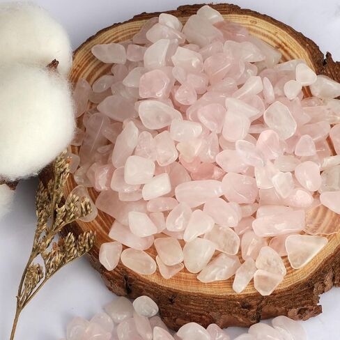 Gemshan 2lb رقائق الكوارتز الوردية الطبيعية سحقت رقاقة الكريستال السائبة 7mm-9mm تعثر شفاء كريستال حجر لحوض السمك زهرية النبات الديكور المجوهرات DIY (روز كوارتز) in Kuwait