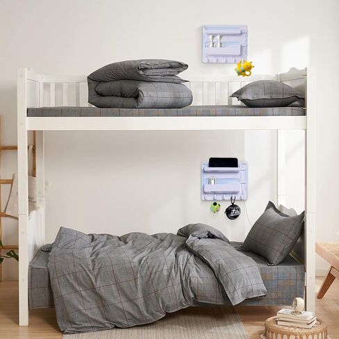 JUMEIHUI Bedside Shelf Wall Mount, Adhesive Bedside Shelf Accessories Organizer with Hooks and Cable Clips,Dorm Bedside Wall Storage for Phone, Remote, Earphone, Kindle,Plastic(White) in Saudi Arabia