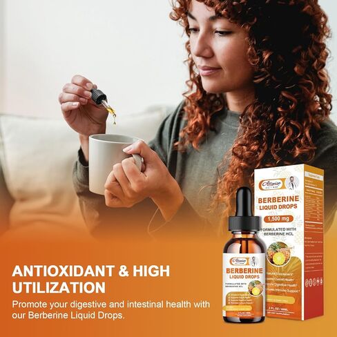 Berberine Supplement Liquid Drops with Ceylon Cinnamon, Bitter Melon for Immune System & Digestive System Supports -Premium Berberine 1500mg with Pure Ceylon Cinnamon -2 Fl Oz in Kuwait