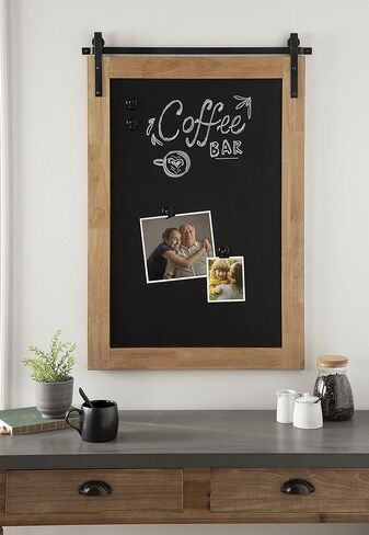 Kate and Laurel Samuels Wood Framed Wall Chalkboard, 24x36, Rustic Brown/Black in Kuwait