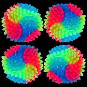 4 Pcs Light Up Dog Balls, Glow in The Dark Dog Balls Interactive Dog Toys Fun Flashing Elastic Ball Spiky Dog Ball Bounce-Activated Puppy Toys Toss Fetch Balls for Puppy (Spiky Dog Ball) in Saudi Arabia