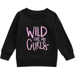 Toddler Baby Girls Tops WILD LIKE MY CURLS Sweatshirt Sweater Long Sleeve Shirt Girl Fall Winter Clothes