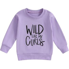 Toddler Baby Girls Tops WILD LIKE MY CURLS Sweatshirt Sweater Long Sleeve Shirt Girl Fall Winter Clothes in Kuwait
