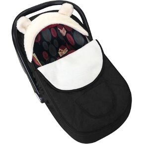 Car Seat Cover Baby Winter Baby Car Seat Cover for Boy Girl Newborn Zipper Peeping Baby Seat or Stroller - Infant Car Seat Covers with Keeping Warm & Cozy (Black)