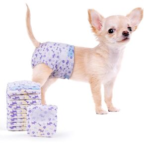 MICOOYO Disposable Dog Diapers Female, Doggie Diapers for Dogs Female, Super Absorbent Pet Diapers Foam Tail Hole Female Dog Diapers for Heat, Comfortable Puppy Diapers (20Count, X-Small)