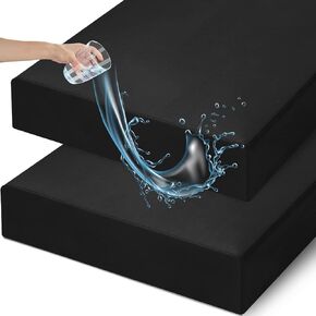 david's kids Waterproof Crib Sheets Fitted 2 Pack, Ultra Soft Breathable Crib Mattress Protector for Boys Girls Neutral, Fit Standard Crib Mattress and Toddler Mattresses, Black in Kuwait