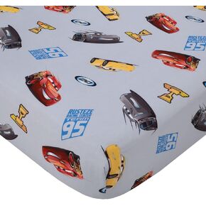 Disney Cars Fitted Crib Sheet 100% Soft Breathable Microfiber, Baby Sheet, Fits Standard Size Crib Mattress 28in x 52in, Gray in Kuwait