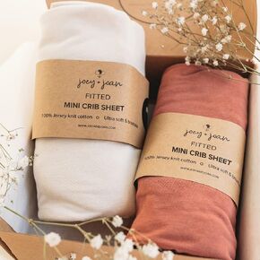 Mini Portable 24x38 Fitted Crib Sheets – Compatible with Dream on Me, Delta Porta Crib and Arms Reach Ideal Cosleeper – 100% Jersey Cotton – Light + Dark Sage Green – 2 Pack