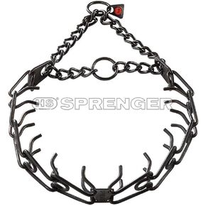 Herm Sprenger Black Stainless Steel Ultra-Plus Prong Collar with Center-Plate and Assembly Chain - 3.2 mm x 23 inches in Kuwait