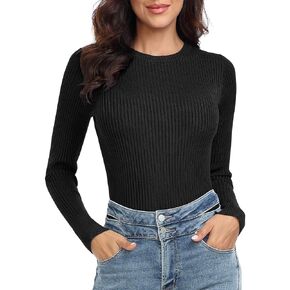 ninovino Women's Sweater Crew Neck Long Sleeve Slim Fitted Pullover Sweater Tops