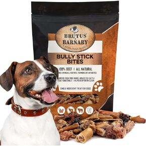 BRUTUS & BARNABY Bully Stick Bites - Grass Fed Low Odor Bully Stick Bites- All Natural and Grain Free (2lb)