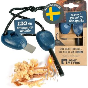 Light My Fire Flint Fire Starter Ferro Rod Survival Tool Scout — Fire Steel Bushcraft Gear — Flint and Steel Magnesium Fire Starter Kit — 2-in-1 Fire Starters for Campfires — 3,000 Strikes
