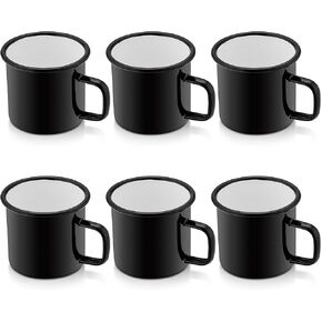 P&P CHEF Enamel Camping Coffee Mug Set of 6, Small Colored Mugs Cups for Family Gathering/Friend Party/Camping/Picnic/Fishing, Lightweight & Portable -12 Ounce (350ML)