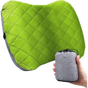 Inflatable Camping Pillow with Removable Cover - Ultralight Compact Camp Pillows for Sleeping, Backpacking, Hiking, Beach Outdoor - Portable Blow Up Air Travel Pillow for Neck & Lumbar Support -Orange