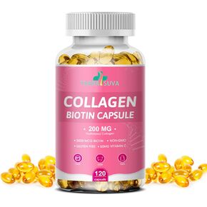 TheraSuva Biotin 3000MCG + Collagen 200MG + Vitamin C 50MG Per Serving Softgels! Promotes Healthy Hair, Beautiful Skin, and Nail Support! 120 Capsules, 60 Day Supply in Kuwait