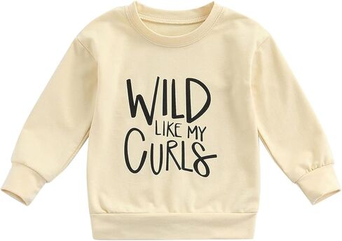 Toddler Baby Girls Tops WILD LIKE MY CURLS Sweatshirt Sweater Long Sleeve Shirt Girl Fall Winter Clothes in Kuwait