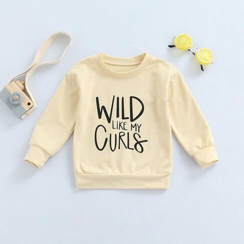 Toddler Baby Girls Tops WILD LIKE MY CURLS Sweatshirt Sweater Long Sleeve Shirt Girl Fall Winter Clothes in Kuwait